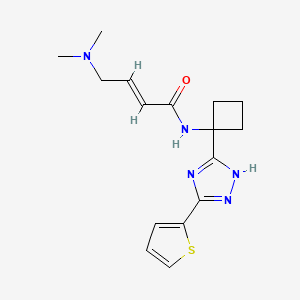 molecular formula C16H21N5OS B2660026 (E)-4-(Dimethylamino)-N-[1-(3-thiophen-2-yl-1H-1,2,4-triazol-5-yl)cyclobutyl]but-2-enamide CAS No. 2411331-77-4