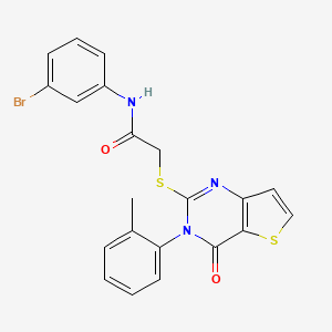 molecular formula C21H16BrN3O2S2 B2660039 N-(3-bromophenyl)-2-{[3-(2-methylphenyl)-4-oxo-3,4-dihydrothieno[3,2-d]pyrimidin-2-yl]sulfanyl}acetamide CAS No. 1291867-44-1