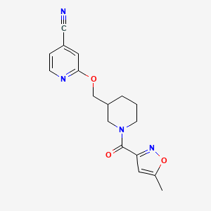 2-[[1-(5-Methyl-1,2-oxazole-3-carbonyl)piperidin-3-yl]methoxy]pyridine-4-carbonitrile