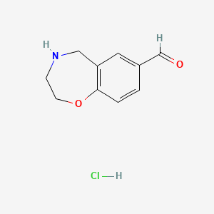 molecular formula C10H12ClNO2 B2660049 2,3,4,5-Tetrahydro-1,4-benzoxazepine-7-carbaldehyde hydrochloride CAS No. 1955523-14-4