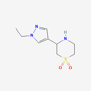 molecular formula C9H15N3O2S B2660060 3-(1-Ethylpyrazol-4-yl)-1,4-thiazinane 1,1-dioxide CAS No. 1823755-17-4