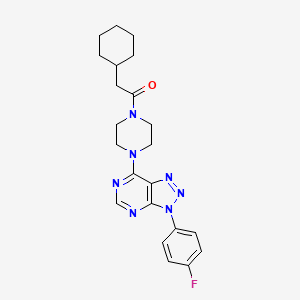 molecular formula C22H26FN7O B2660061 2-cyclohexyl-1-(4-(3-(4-fluorophenyl)-3H-[1,2,3]triazolo[4,5-d]pyrimidin-7-yl)piperazin-1-yl)ethanone CAS No. 920385-49-5