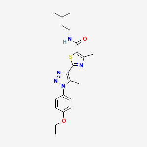 molecular formula C21H27N5O2S B2660085 2-[1-(4-ethoxyphenyl)-5-methyl-1H-1,2,3-triazol-4-yl]-4-methyl-N-(3-methylbutyl)-1,3-thiazole-5-carboxamide CAS No. 1207009-73-1