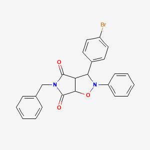 molecular formula C24H19BrN2O3 B2660086 5-benzyl-3-(4-bromophenyl)-2-phenyldihydro-2H-pyrrolo[3,4-d]isoxazole-4,6(5H,6aH)-dione CAS No. 1005183-08-3