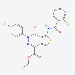 molecular formula C22H15Cl2N3O4S B2660089 乙酸-5-[(2-氯苯甲酰)氨基]-3-(4-氯苯基)-4-氧代噻吩并[3,4-d]吡啶-1-羧酸酯 CAS No. 851950-42-0