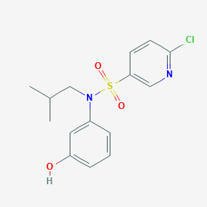 molecular formula C15H17ClN2O3S B2660096 6-chloro-N-(3-hydroxyphenyl)-N-(2-methylpropyl)pyridine-3-sulfonamide CAS No. 1375188-44-5