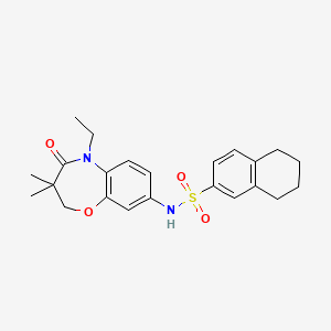 molecular formula C23H28N2O4S B2660100 N-(5-ethyl-3,3-dimethyl-4-oxo-2,3,4,5-tetrahydrobenzo[b][1,4]oxazepin-8-yl)-5,6,7,8-tetrahydronaphthalene-2-sulfonamide CAS No. 921995-84-8