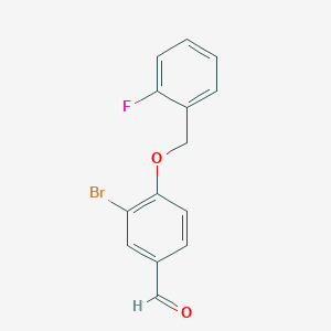 molecular formula C14H10BrFO2 B2660101 3-溴-4-[(2-氟苯基)甲氧基]苯甲醛 CAS No. 428497-60-3