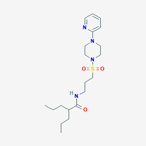 molecular formula C20H34N4O3S B2660105 2-propyl-N-(3-((4-(pyridin-2-yl)piperazin-1-yl)sulfonyl)propyl)pentanamide CAS No. 1021220-48-3