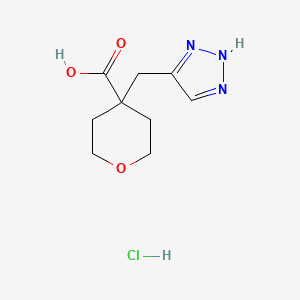 molecular formula C9H14ClN3O3 B2660113 4-[(1H-1,2,3-triazol-5-yl)methyl]oxane-4-carboxylic acid hydrochloride CAS No. 2225141-90-0