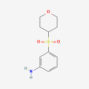 molecular formula C11H15NO3S B2660114 3-(Oxane-4-sulfonyl)aniline CAS No. 1516603-25-0