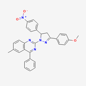 molecular formula C31H25N5O3 B2660117 2-[3-(4-methoxyphenyl)-5-(4-nitrophenyl)-4,5-dihydro-1H-pyrazol-1-yl]-6-methyl-4-phenylquinazoline CAS No. 330189-49-6