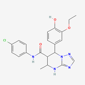 molecular formula C21H22ClN5O3 B2660118 N-(4-氯苯基)-7-(3-乙氧基-4-羟基苯基)-5-甲基-4,5,6,7-四氢-[1,2,4]嘧啶并[1,5-a]嘧啶-6-羧酰胺 CAS No. 1212127-30-4