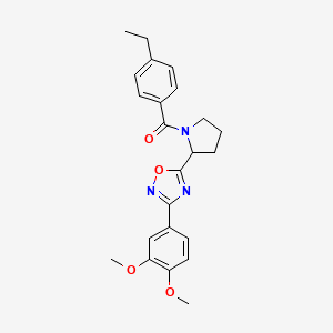 molecular formula C23H25N3O4 B2660126 3-(3,4-Dimethoxyphenyl)-5-[1-(4-ethylbenzoyl)pyrrolidin-2-yl]-1,2,4-oxadiazole CAS No. 1798660-75-9