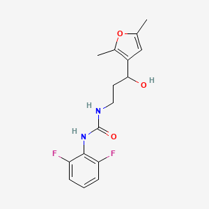 molecular formula C16H18F2N2O3 B2660135 1-(2,6-Difluorophenyl)-3-(3-(2,5-dimethylfuran-3-yl)-3-hydroxypropyl)urea CAS No. 1448070-97-0