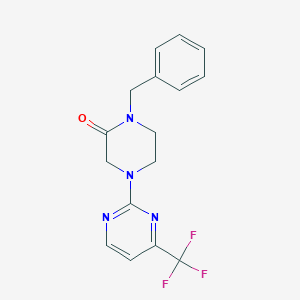 molecular formula C16H15F3N4O B2660137 1-Benzyl-4-[4-(trifluoromethyl)pyrimidin-2-yl]piperazin-2-one CAS No. 2415468-25-4