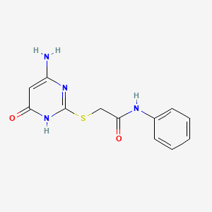 molecular formula C12H12N4O2S B2660138 2-((4-amino-6-hydroxypyrimidin-2-yl)thio)-N-phenylacetamide CAS No. 36162-28-4