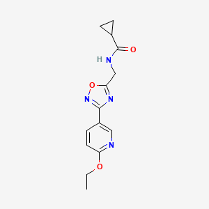 molecular formula C14H16N4O3 B2660142 N-((3-(6-乙氧基吡啶-3-基)-1,2,4-噁二唑-5-基)甲基)环丙基甲酰胺 CAS No. 2034288-39-4