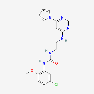 molecular formula C18H19ClN6O2 B2660143 1-(2-((6-(1H-pyrrol-1-yl)pyrimidin-4-yl)amino)ethyl)-3-(5-chloro-2-methoxyphenyl)urea CAS No. 1396855-43-8