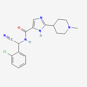 molecular formula C18H20ClN5O B2660146 N-[(2-Chlorophenyl)-cyanomethyl]-2-(1-methylpiperidin-4-yl)-1H-imidazole-5-carboxamide CAS No. 2178602-68-9