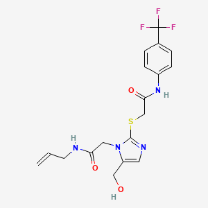 molecular formula C18H19F3N4O3S B2660166 N-allyl-2-(5-(hydroxymethyl)-2-((2-oxo-2-((4-(trifluoromethyl)phenyl)amino)ethyl)thio)-1H-imidazol-1-yl)acetamide CAS No. 921868-09-9