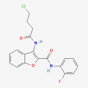 molecular formula C19H16ClFN2O3 B2660177 3-(4-chlorobutanamido)-N-(2-fluorophenyl)benzofuran-2-carboxamide CAS No. 887875-75-4