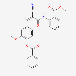 molecular formula C26H20N2O6 B2660183 Methyl 2-[[(Z)-3-(4-benzoyloxy-3-methoxyphenyl)-2-cyanoprop-2-enoyl]amino]benzoate CAS No. 380477-28-1