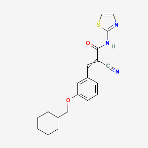 molecular formula C20H21N3O2S B2660194 2-cyano-3-[3-(cyclohexylmethoxy)phenyl]-N-(1,3-thiazol-2-yl)prop-2-enamide CAS No. 1424755-26-9