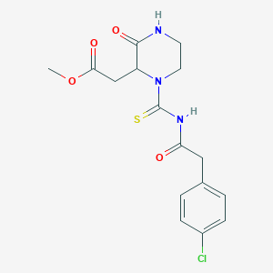 Methyl (1-{[(4-chlorophenyl)acetyl]carbamothioyl}-3-oxopiperazin-2-yl)acetate