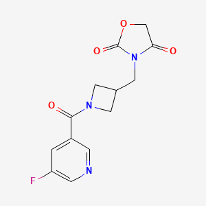 molecular formula C13H12FN3O4 B2660204 3-((1-(5-Fluoronicotinoyl)azetidin-3-yl)methyl)oxazolidine-2,4-dione CAS No. 2034524-21-3