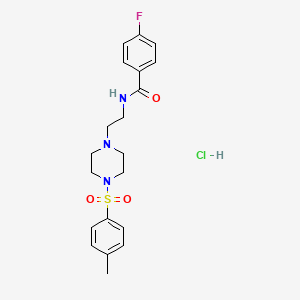 molecular formula C20H25ClFN3O3S B2660206 4-fluoro-N-(2-(4-tosylpiperazin-1-yl)ethyl)benzamide hydrochloride CAS No. 1189864-61-6