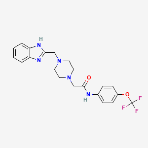 molecular formula C21H22F3N5O2 B2660236 2-(4-((1H-benzo[d]imidazol-2-yl)methyl)piperazin-1-yl)-N-(4-(trifluoromethoxy)phenyl)acetamide CAS No. 1172487-88-5