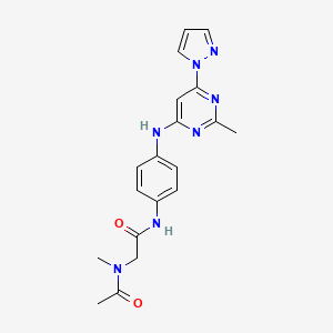 molecular formula C19H21N7O2 B2660240 N-methyl-N-(2-((4-((2-methyl-6-(1H-pyrazol-1-yl)pyrimidin-4-yl)amino)phenyl)amino)-2-oxoethyl)acetamide CAS No. 1251680-13-3