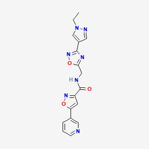 N-((3-(1-ethyl-1H-pyrazol-4-yl)-1,2,4-oxadiazol-5-yl)methyl)-5-(pyridin-3-yl)isoxazole-3-carboxamide