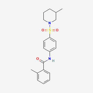 molecular formula C20H24N2O3S B2660250 2-methyl-N-{4-[(3-methylpiperidin-1-yl)sulfonyl]phenyl}benzamide CAS No. 608492-88-2