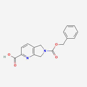 molecular formula C16H14N2O4 B2660259 6-Phenylmethoxycarbonyl-5,7-dihydropyrrolo[3,4-b]pyridine-2-carboxylic acid CAS No. 2248409-07-4
