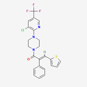 molecular formula C23H19ClF3N3OS B2660264 (E)-1-{4-[3-chloro-5-(trifluoromethyl)-2-pyridinyl]piperazino}-2-phenyl-3-(2-thienyl)-2-propen-1-one CAS No. 478079-01-5