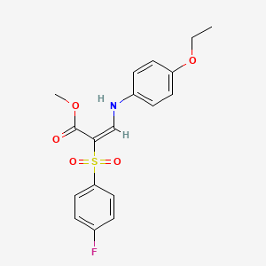 molecular formula C18H18FNO5S B2660267 methyl (2E)-3-[(4-ethoxyphenyl)amino]-2-[(4-fluorophenyl)sulfonyl]acrylate CAS No. 1327185-23-8