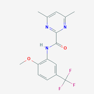 molecular formula C15H14F3N3O2 B2660282 N-[2-Methoxy-5-(trifluoromethyl)phenyl]-4,6-dimethylpyrimidine-2-carboxamide CAS No. 2415469-85-9