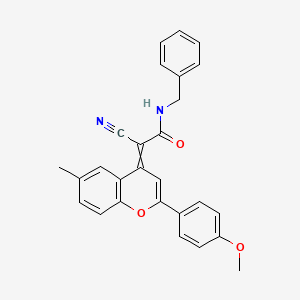 N-benzyl-2-cyano-2-[2-(4-methoxyphenyl)-6-methyl-4H-chromen-4-ylidene]acetamide