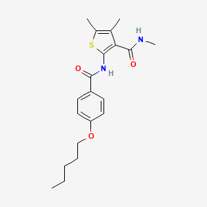 molecular formula C20H26N2O3S B2660305 N,4,5-trimethyl-2-(4-(pentyloxy)benzamido)thiophene-3-carboxamide CAS No. 896296-77-8