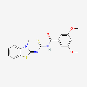 molecular formula C18H17N3O3S2 B2660313 (E)-3,5-dimethoxy-N-((3-methylbenzo[d]thiazol-2(3H)-ylidene)carbamothioyl)benzamide CAS No. 477324-38-2