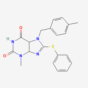 molecular formula C20H18N4O2S B2660318 3-methyl-7-[(4-methylphenyl)methyl]-8-(phenylsulfanyl)-2,3,6,7-tetrahydro-1H-purine-2,6-dione CAS No. 674296-86-7