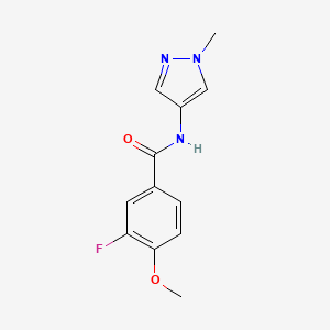 molecular formula C12H12FN3O2 B2660333 3-Fluoro-4-methoxy-N-(1-methylpyrazol-4-yl)benzamide CAS No. 2327222-46-6
