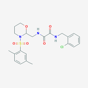 molecular formula C22H26ClN3O5S B2660351 N1-(2-chlorobenzyl)-N2-((3-((2,5-dimethylphenyl)sulfonyl)-1,3-oxazinan-2-yl)methyl)oxalamide CAS No. 872724-60-2