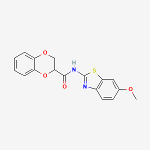 molecular formula C17H14N2O4S B2660352 N-(6-methoxy-1,3-benzothiazol-2-yl)-2,3-dihydro-1,4-benzodioxine-3-carboxamide 