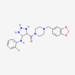 4-{4-[(2H-1,3-benzodioxol-5-yl)methyl]piperazine-1-carbonyl}-N-(2-fluorophenyl)-1H-1,2,3-triazol-5-amine