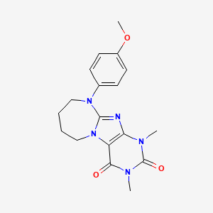 molecular formula C18H21N5O3 B2660361 10-(4-Methoxyphenyl)-1,3-dimethyl-6,7,8,9-tetrahydropurino[7,8-a][1,3]diazepine-2,4-dione CAS No. 372081-87-3