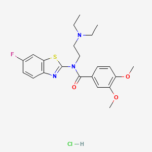 molecular formula C22H27ClFN3O3S B2660365 N-(2-(diethylamino)ethyl)-N-(6-fluorobenzo[d]thiazol-2-yl)-3,4-dimethoxybenzamide hydrochloride CAS No. 1215662-36-4