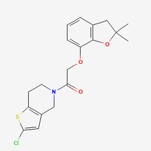 molecular formula C19H20ClNO3S B2660366 1-{2-chloro-4H,5H,6H,7H-thieno[3,2-c]pyridin-5-yl}-2-[(2,2-dimethyl-2,3-dihydro-1-benzofuran-7-yl)oxy]ethan-1-one CAS No. 2097896-61-0